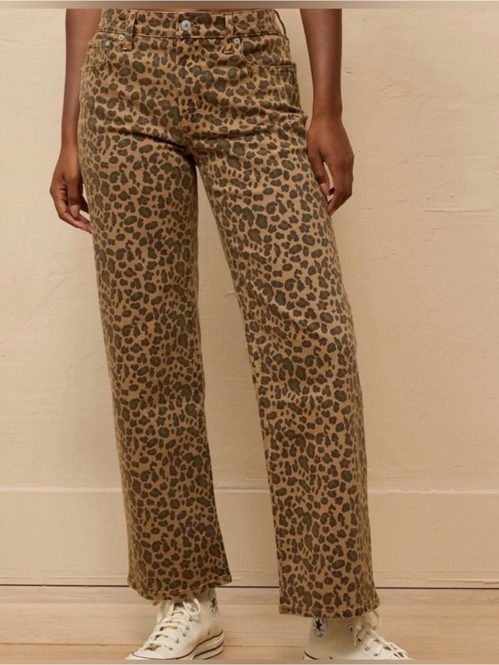 American Eagle Outfitters Leopard Print Stretch Jeans - Tan and Brown